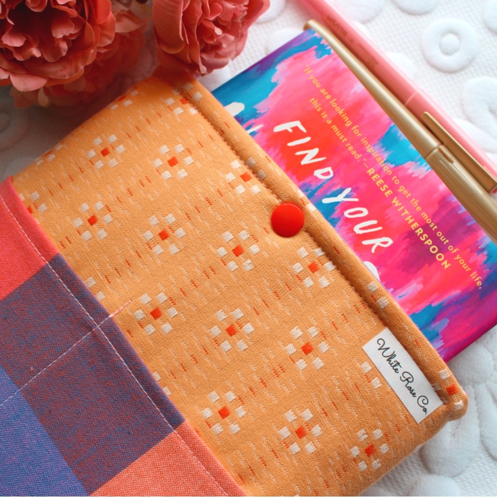 Medium Book Sleeve (Handmade) ~ White Rose Co.